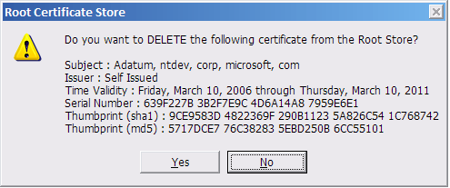 安装证书：Windows CardSpace 示例