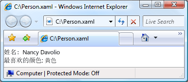 Person.XAML 文件中的内容的显示