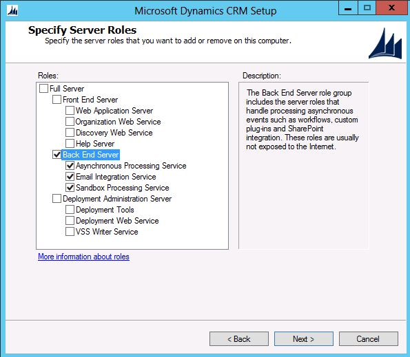 Back end server roles in Dynamics CRM