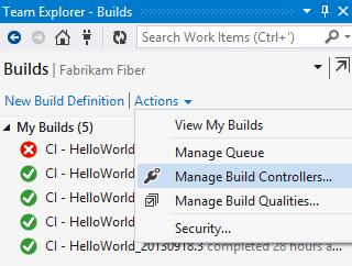 Choose Manage Build Controllers