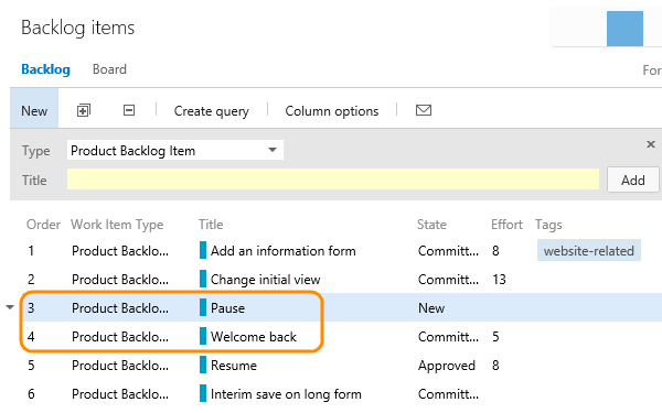 The reordered backlog The reordered backlog