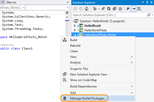 Manage NuGet packages to install the plug-in