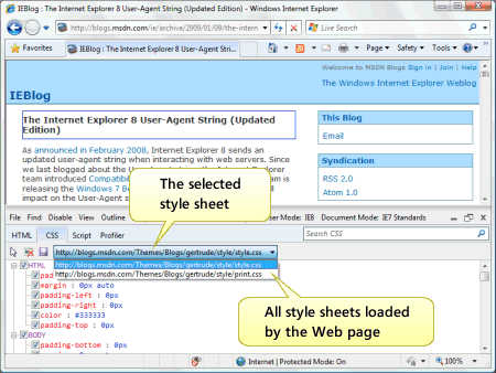 CSS 工具显示网页使用的所有样式表定义的各种规则。
