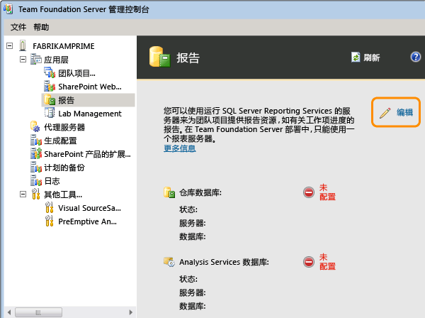 编辑信息以配置报告