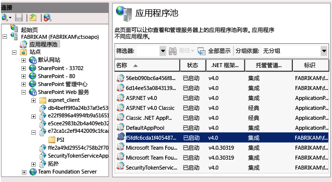 查看 PSI 应用工具的服务帐户