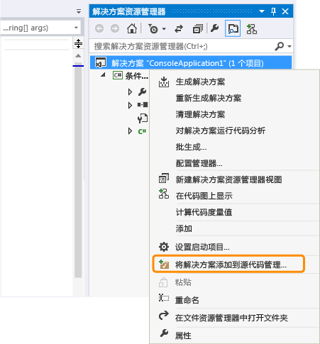 将解决方案添加到版本控制