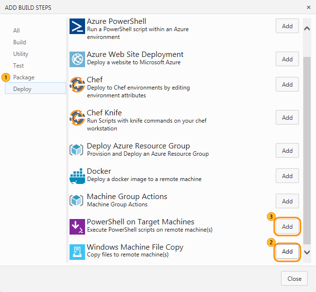 添加文件复制和 PowerShell 步骤