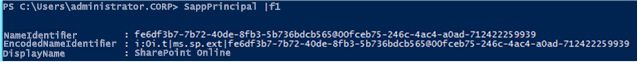 This figure illustrates the registered application principal for SharePoint Online