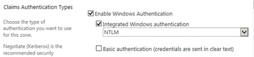 This figure illustrates the authentication type setting for a web application