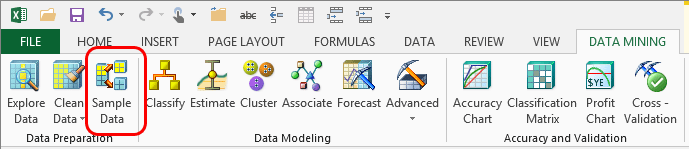 数据挖掘功能区中的“分区数据”向导