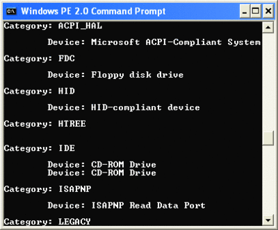Figure 1 Tap.exe 实用程序会告知您 Windows PE 为特定系统所选择的 HAL