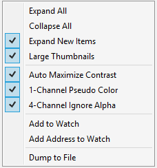 Screenshot of Image List menu.