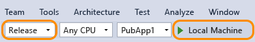 Select Release and Local Machine