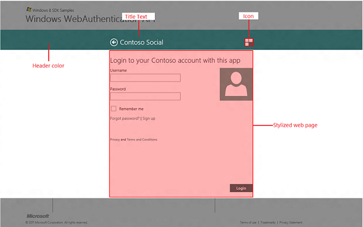 Web 身份验证代理用户界面元素