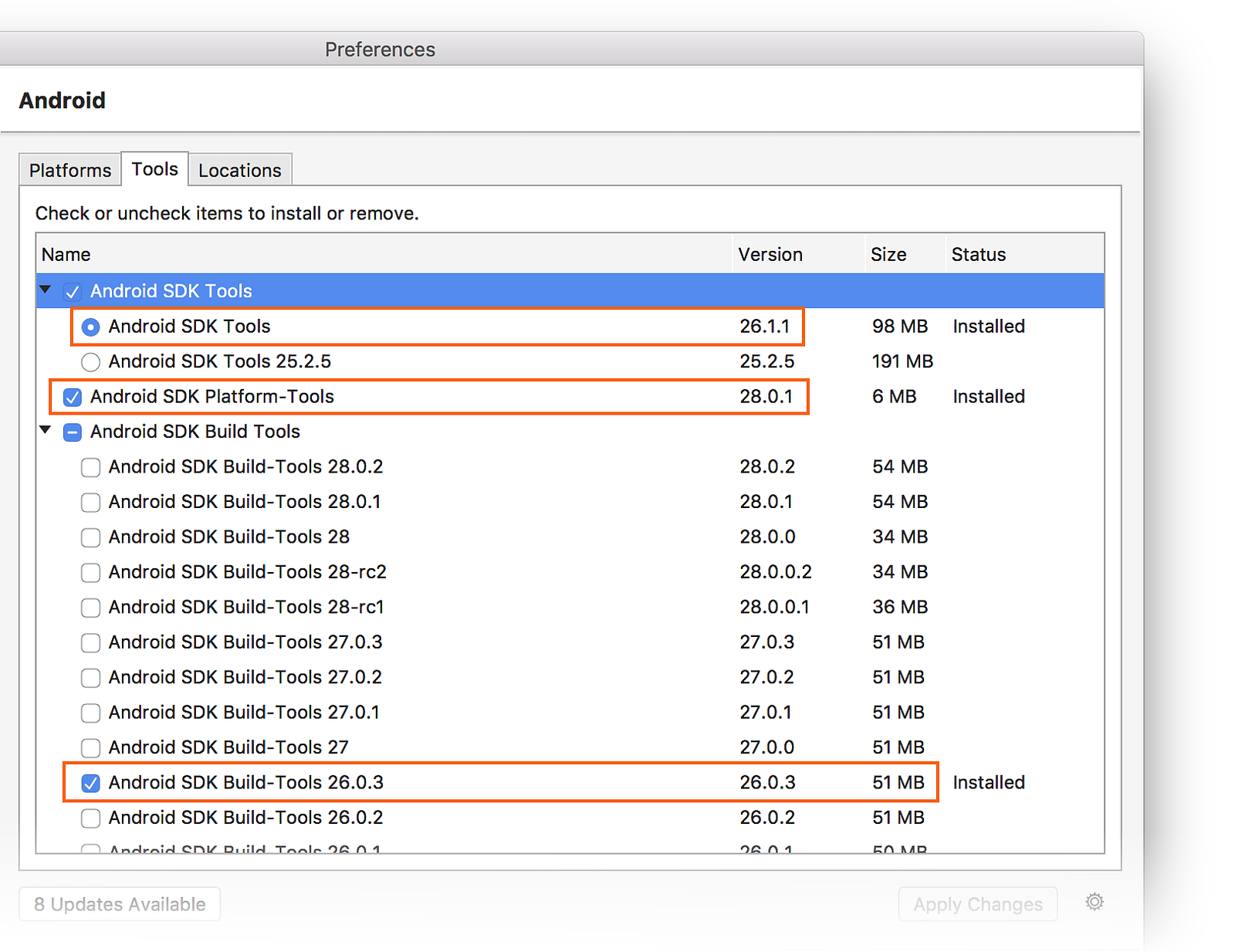 Installing Android SDK Tools