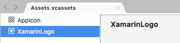 Visual Studio for Mac 中重命名的图像集的屏幕截图