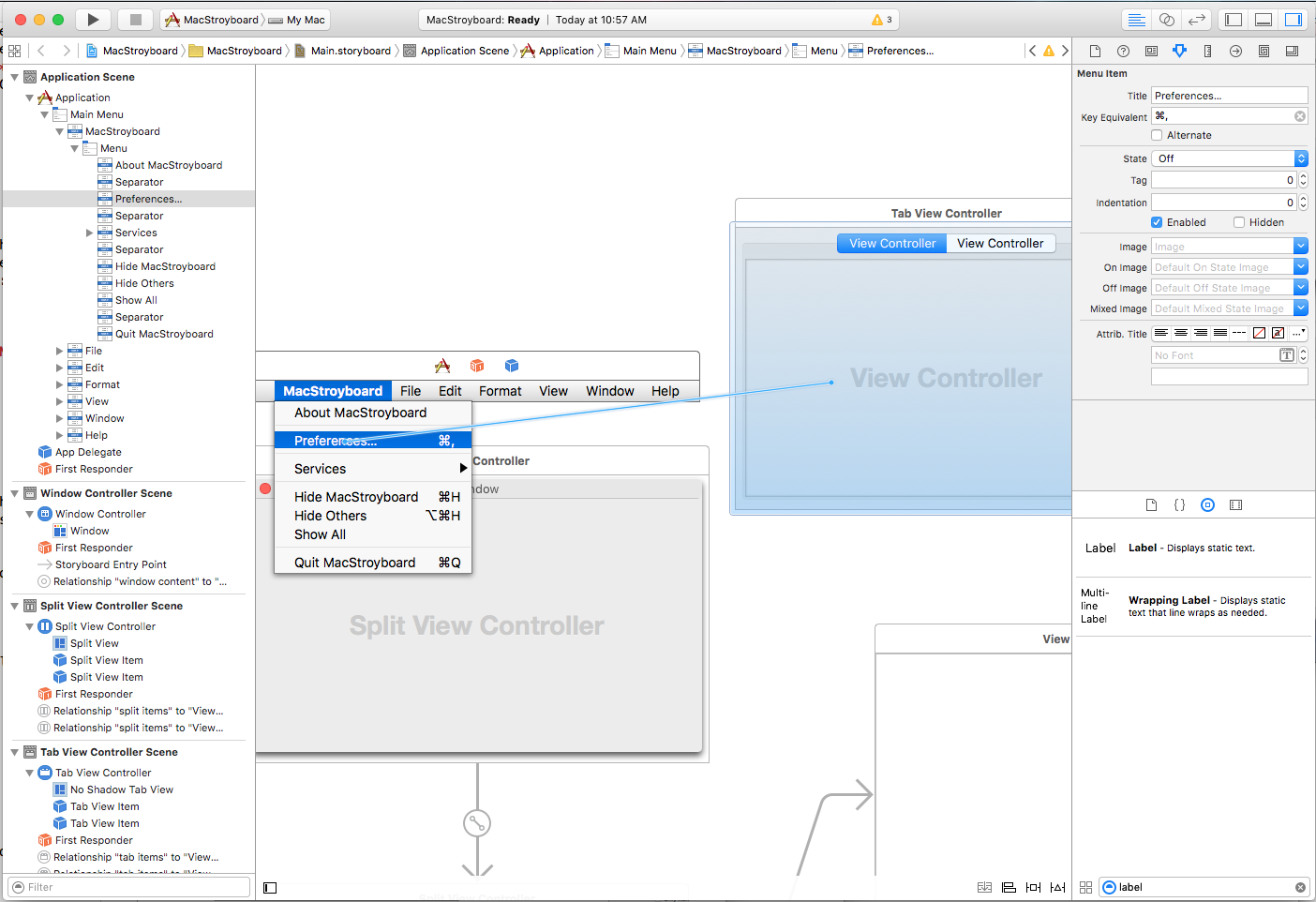 Dragging to create a segue