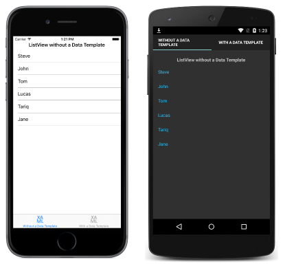 使用数据模板的 ListView