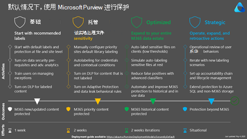 默认情况下，使用 Microsoft Purview 进行保护