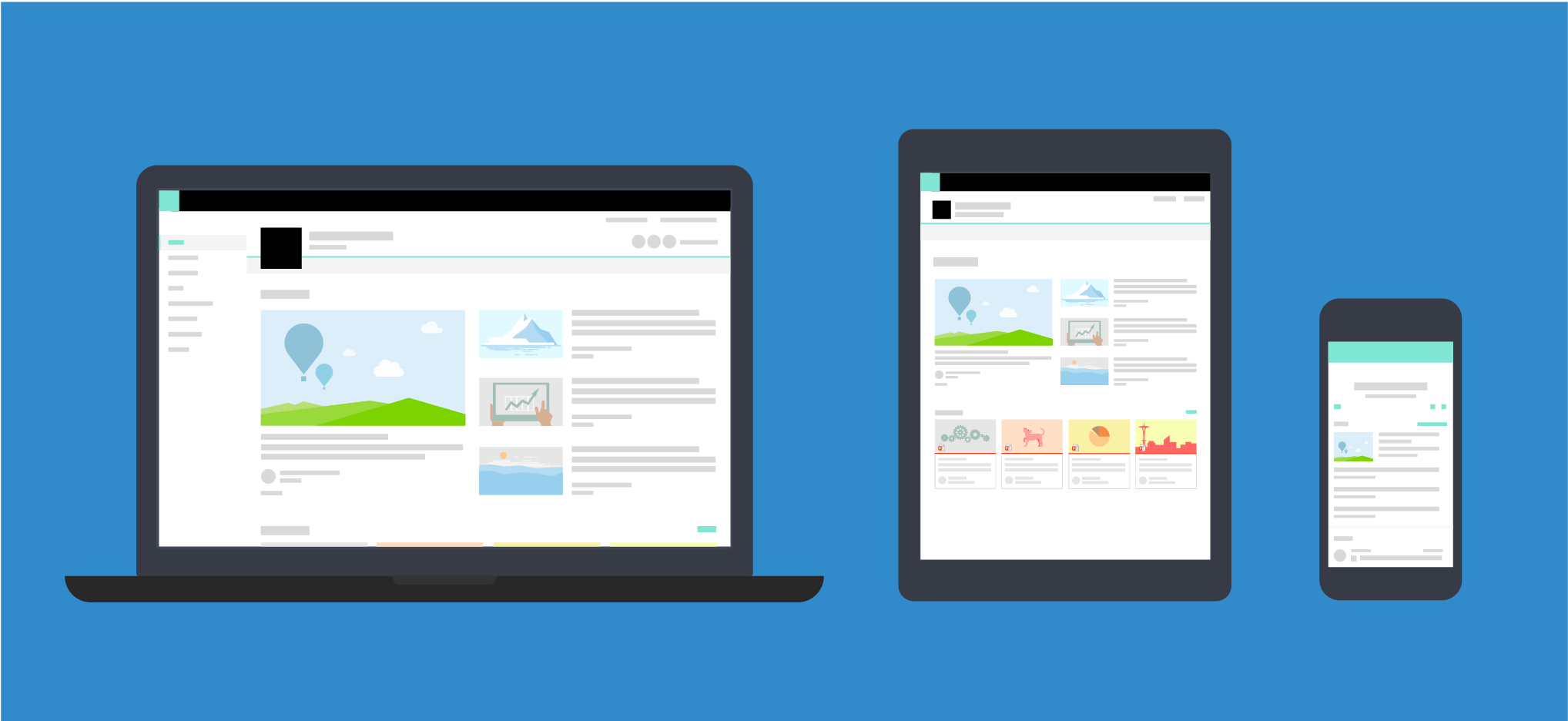 多种设备上的 SharePoint 页面