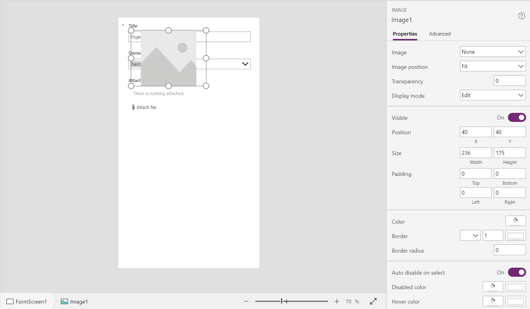 带“属性”面板的图像控件