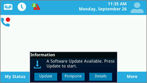 显示“更新”和“推迟”选项的屏幕截图。