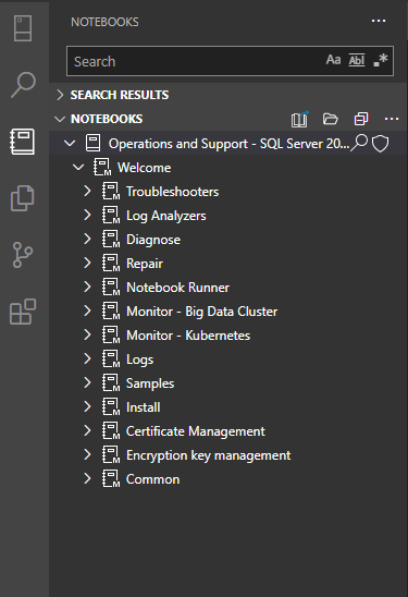 Screenshot that shows the notebooks for a specific version.