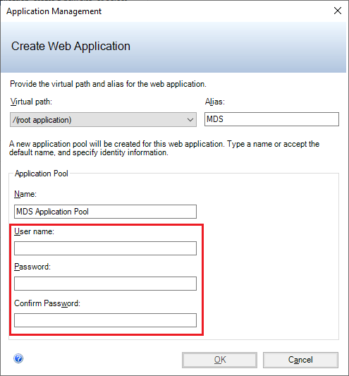 Screenshot of the Application Management dialog box.