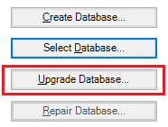 Screenshot of the Upgrade Database option.