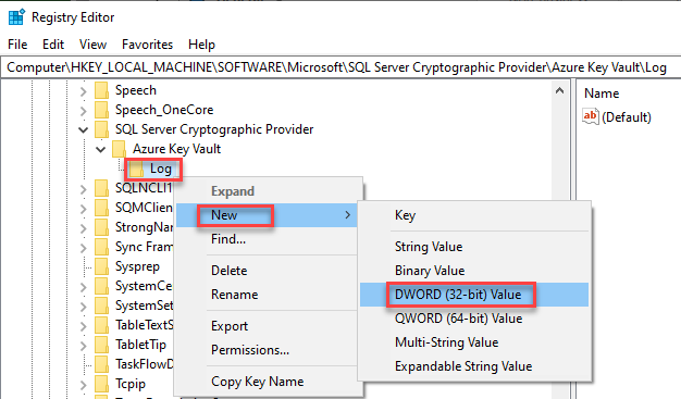ekm regedit akv log dword