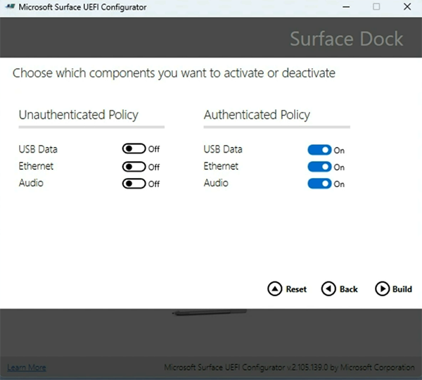 使用Surface Enterprise Management Mode (SEMM) 保护Surface Dock