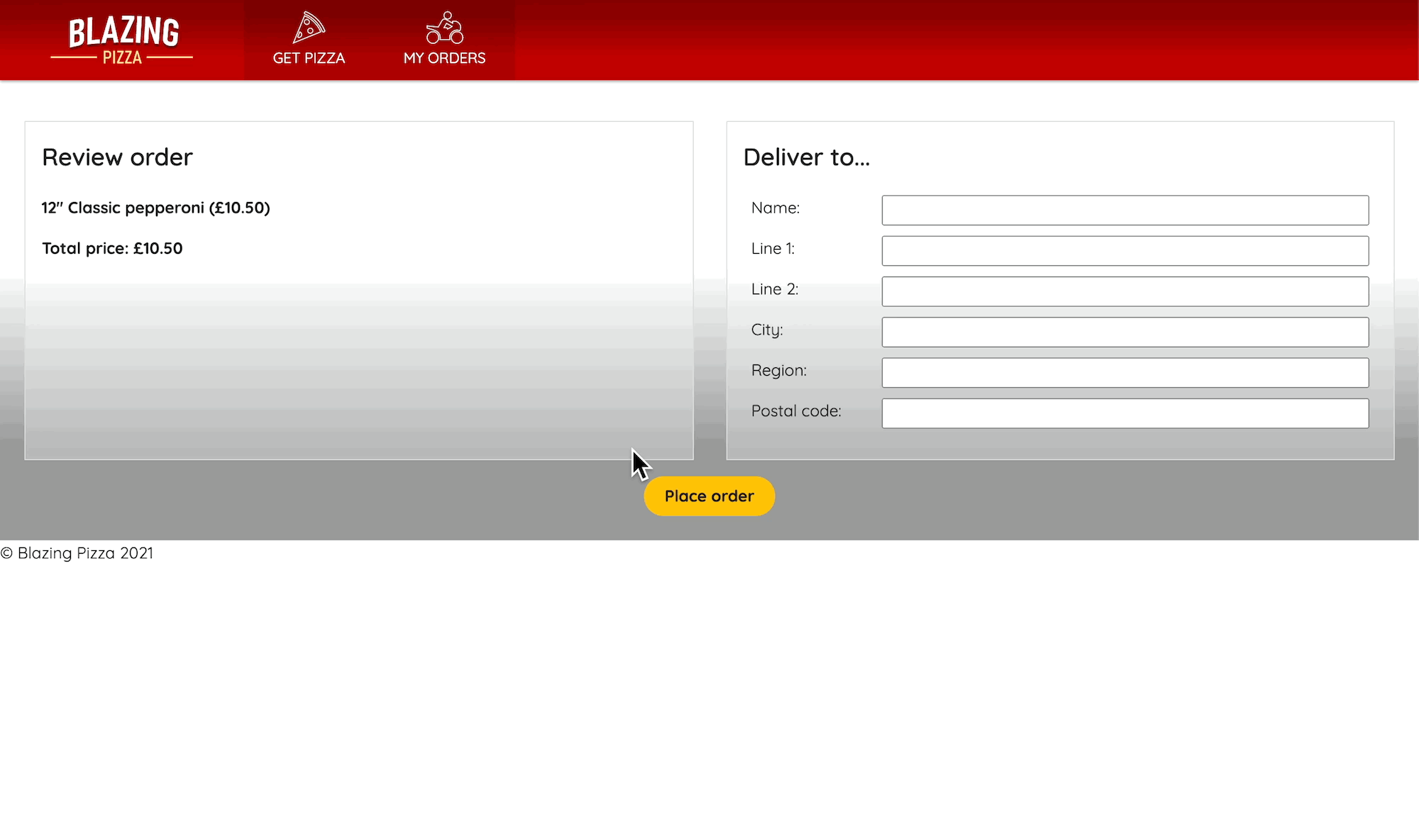 Animated gif showing the error messages for each field being displayed when the data is invalid.