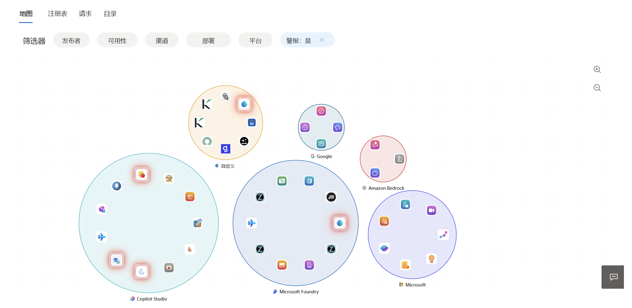 Screenshot of the Agent map page.