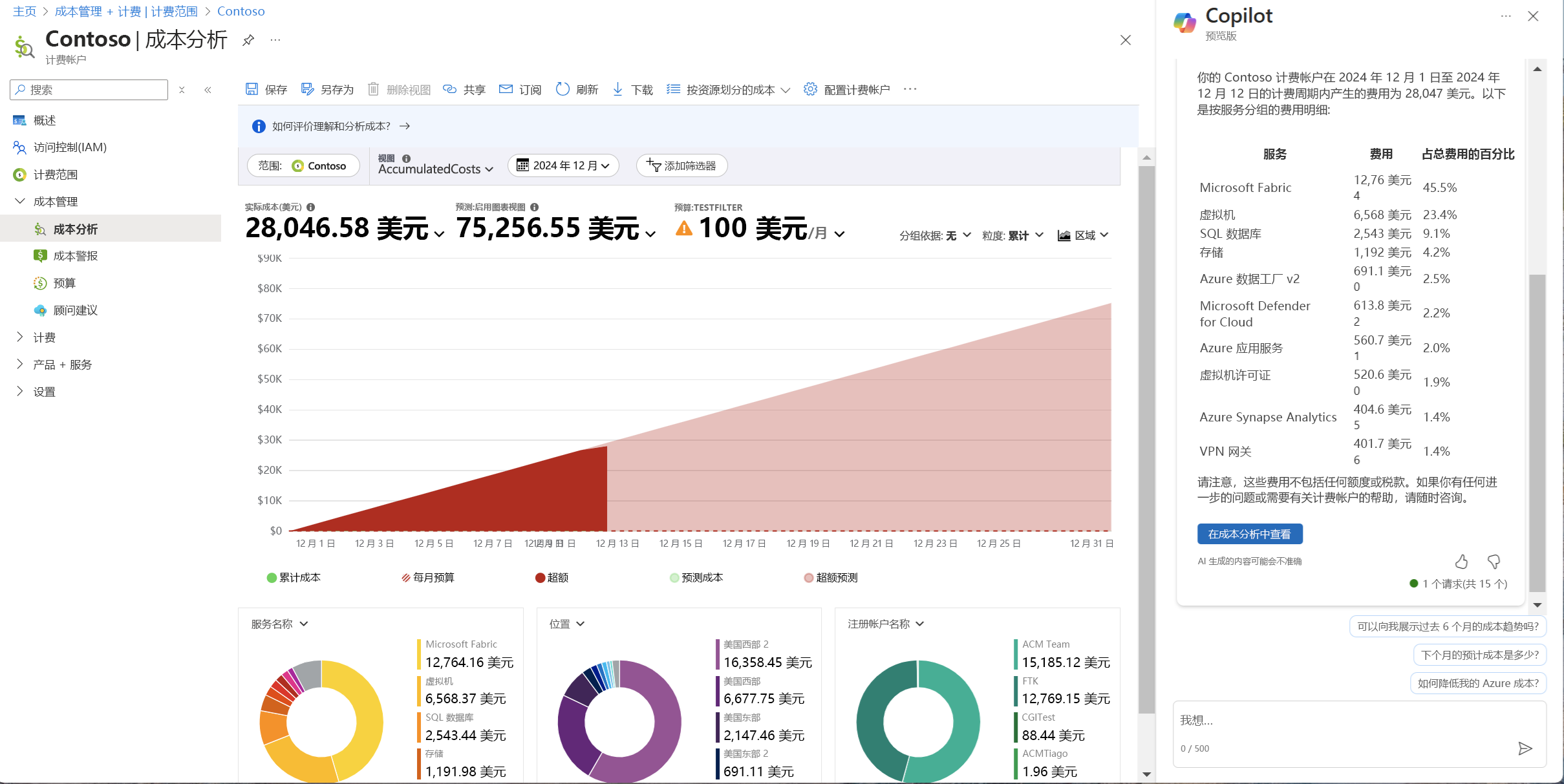 显示 Copilot 结果的屏幕截图。