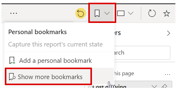 “书签”窗格 >“显示更多书签”的屏幕截图。