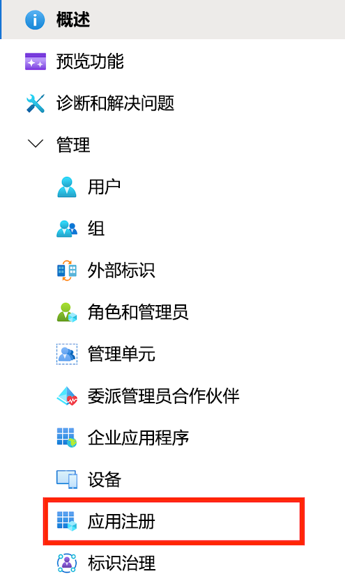 显示 Azure 门户上的 Microsoft Entra ID 菜单的屏幕截图。