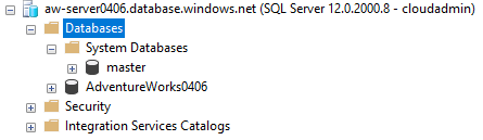 SSMS 中 SQL 数据库文件夹视图的屏幕截图。