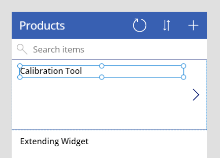 Power Apps 中突出显示标签控件位置的屏幕截图。