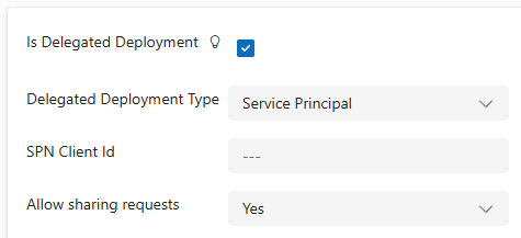Screenshot of a set delegated deployment.