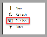 Excel 中加载项窗格的屏幕截图。突出显示了“发布”选项。