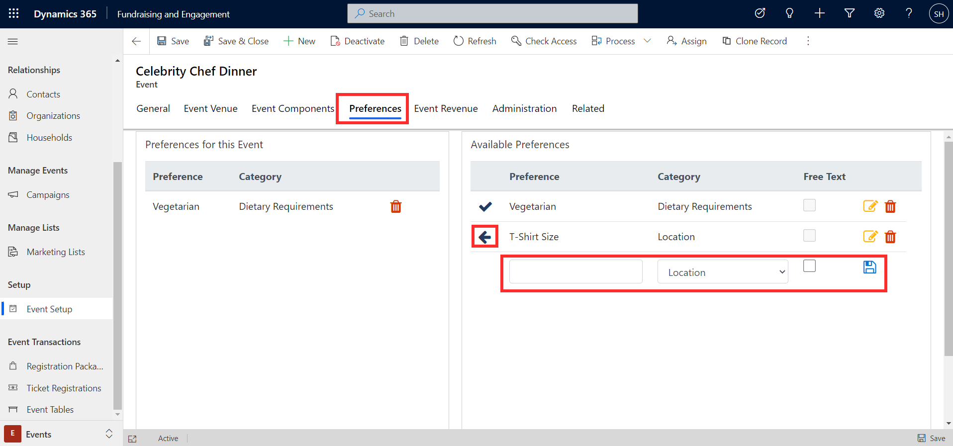 Screenshot of the preferences tab.