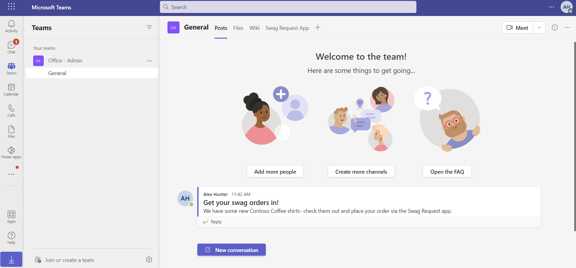 Teams 频道中已发布消息的屏幕截图。