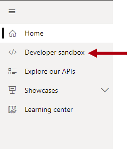 显示左窗格的图像，其中突出显示了“开发人员沙盒”选项。