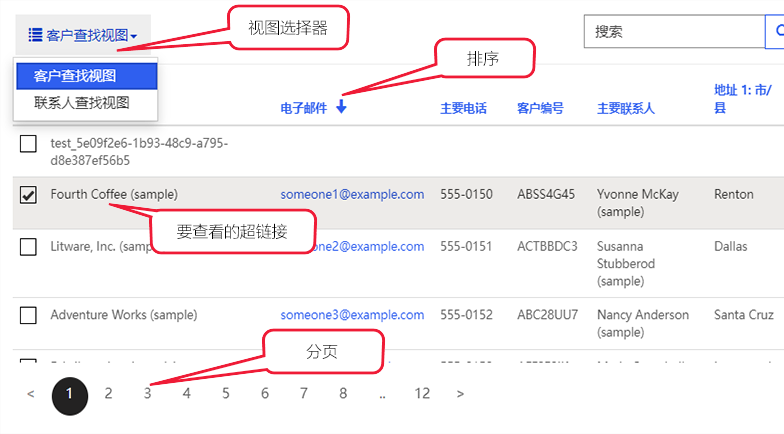 “权利联系人”视图和功能的屏幕截图。