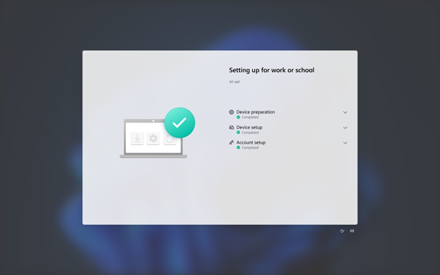 Windows 设备上的注册状态页的屏幕截图。