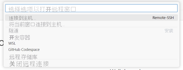 屏幕截图显示了可通过单击远程指示器访问的常用命令。