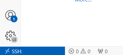 显示 Visual Studio Code 中的远程指示器的屏幕截图。