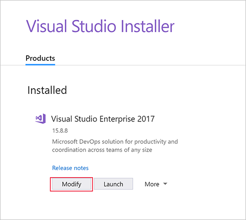 Screenshot showing the Visual Studio 
