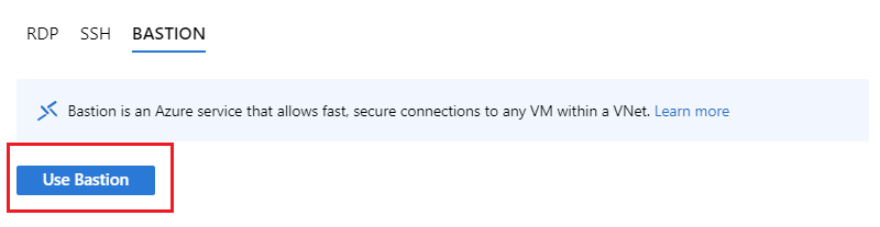 Screenshot showing how to configure Bastion for connection.