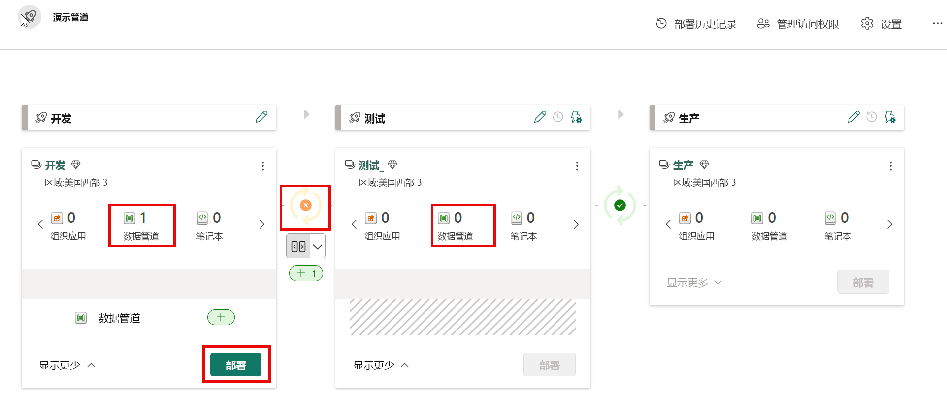 内容部署界面的屏幕截图。
